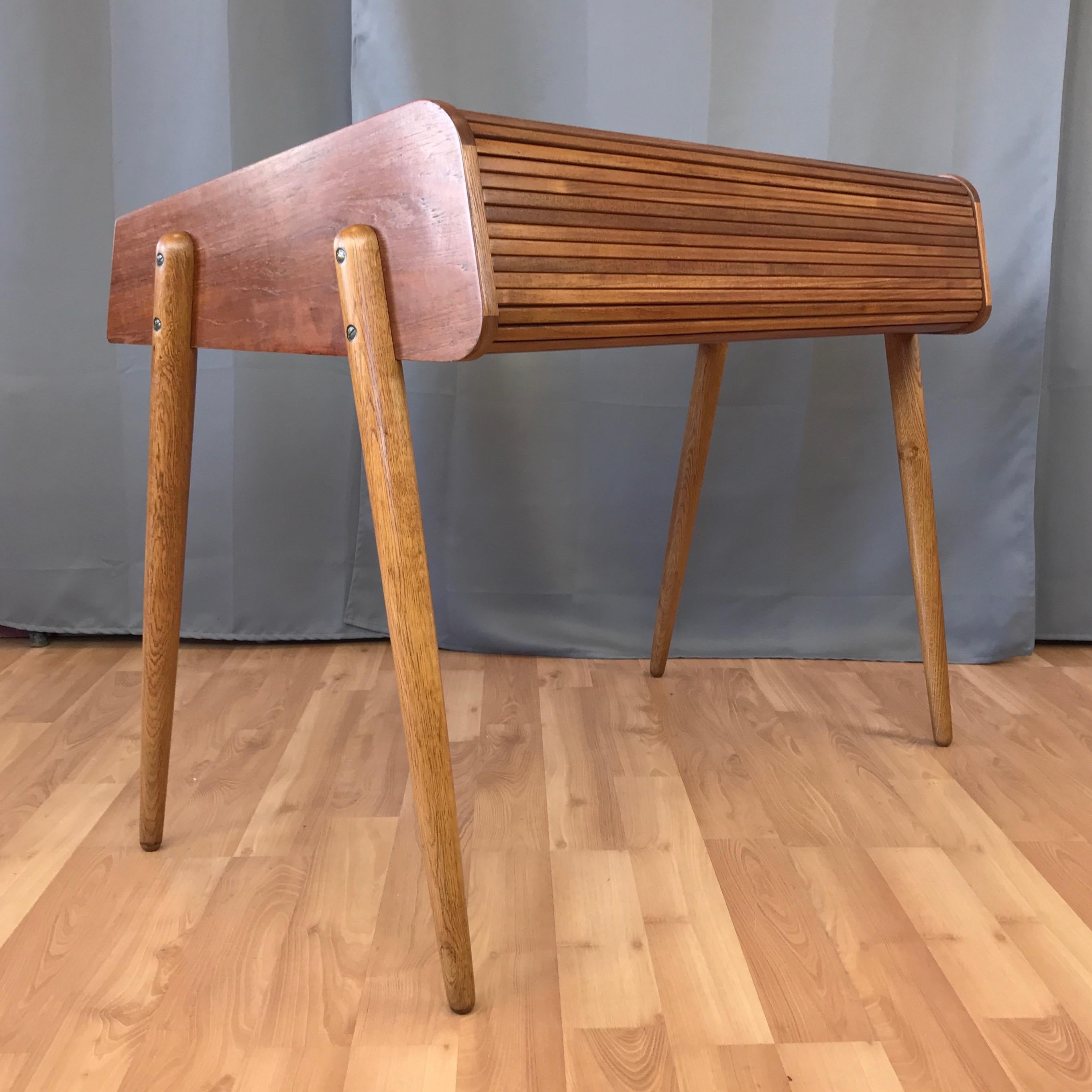 Mid-20th Century Hovmand-Olsen for Mogens Kold Teak and Oak Roll Top Desk