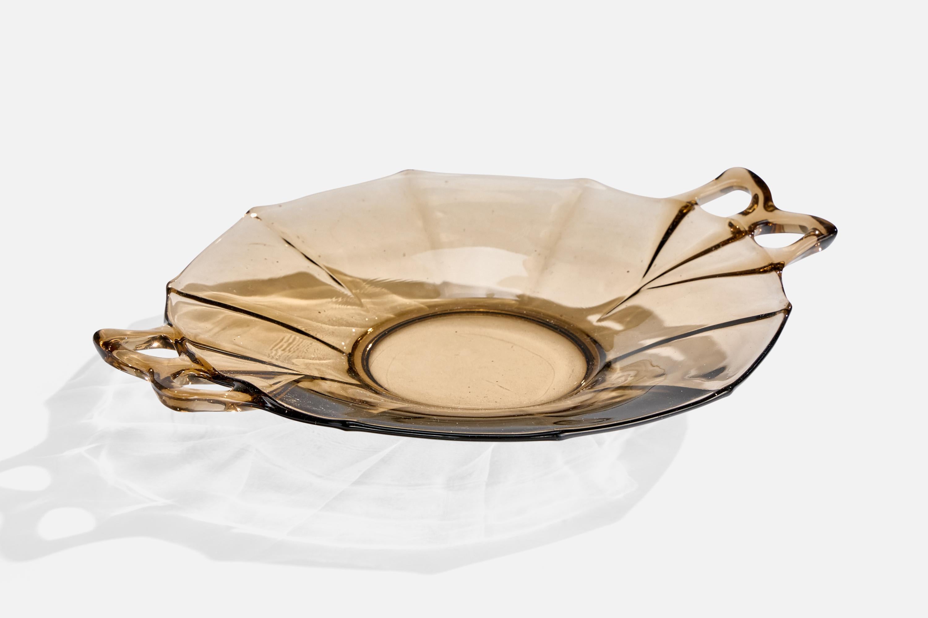 Suédois Hovmantorps Glasbruk, Plat, Verre, Suède, années 1920 en vente