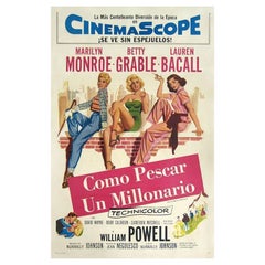 Vintage How To Marry a Millionaire, *Spanish*, Unframed Poster, 1953