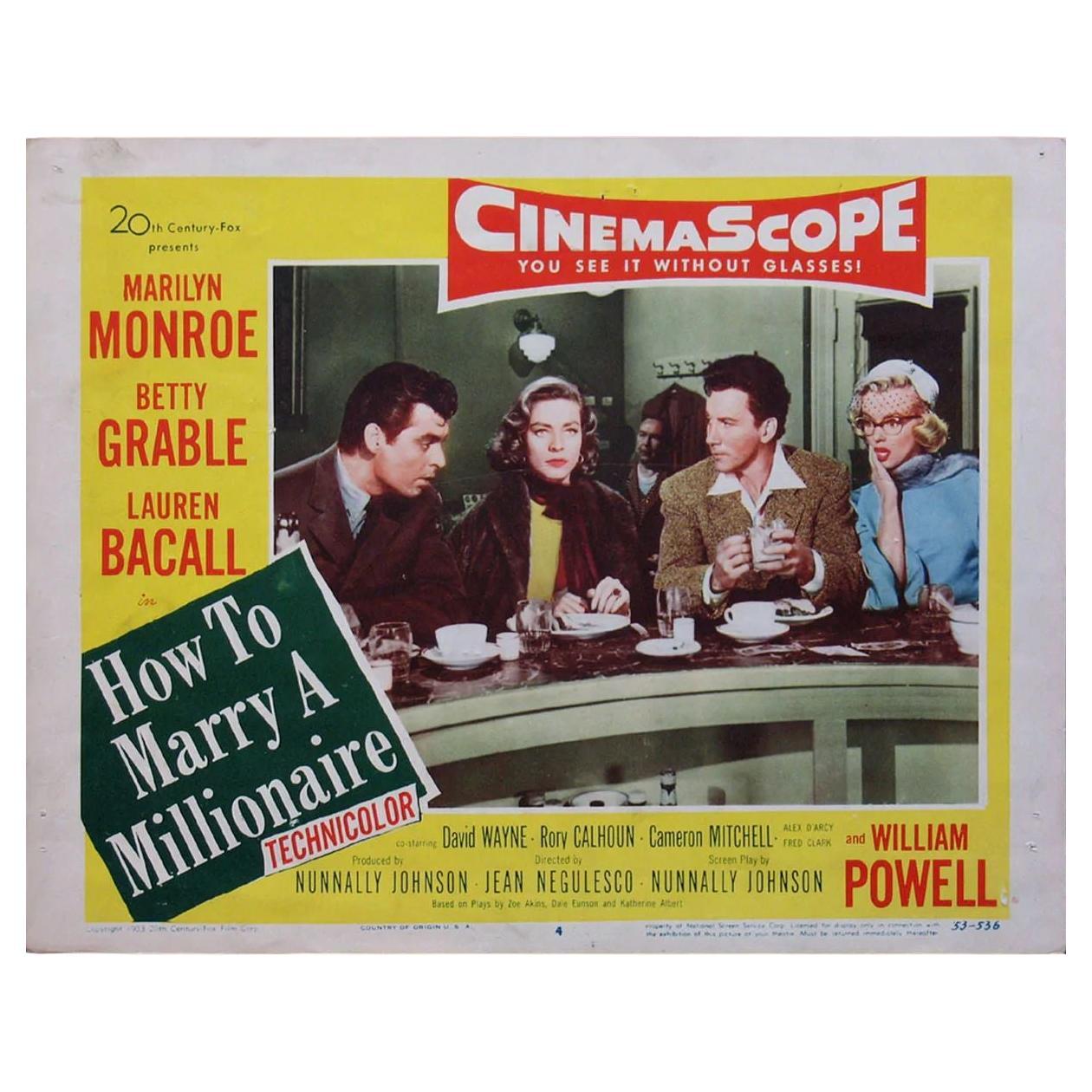 How To Marry A Millionaire, Unframed Poster, 1953 For Sale