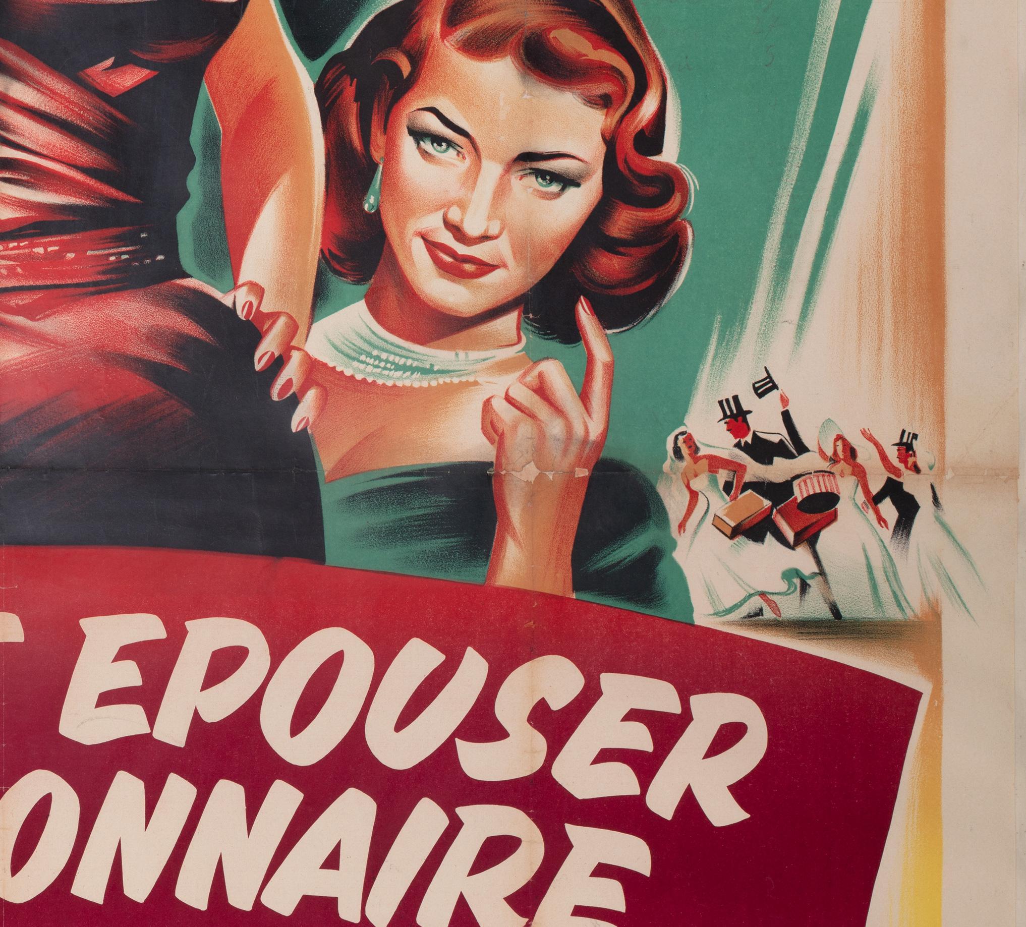 How to Marry a Millionnaire 1953 French Grande Film Poster, Boris Grinsson For Sale 1