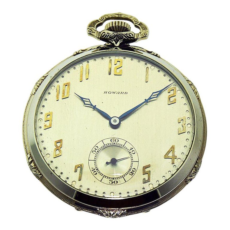 Howard 14 Karat Solid Gold Open Faced Pocket Watch from at 1stDibs