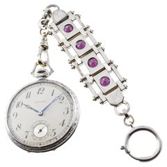 Howard 14 Karat Solid White Gold Opened Faced Pocket Watch, circa 1920s