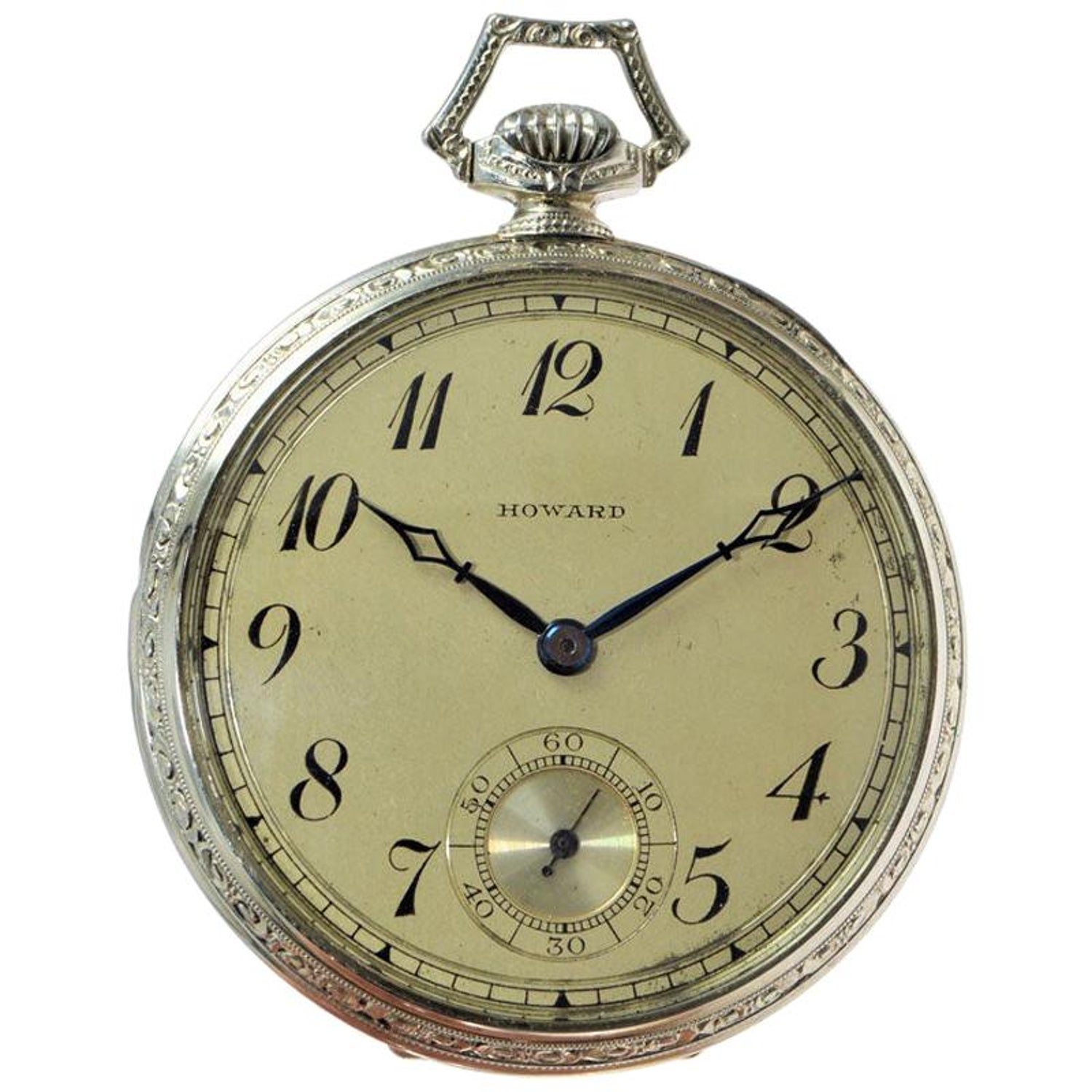 Howard 14 Karat Solid White Gold Opened Faced Pocket Watch, circa 1920s For  Sale at 1stDibs | e. howard watch co