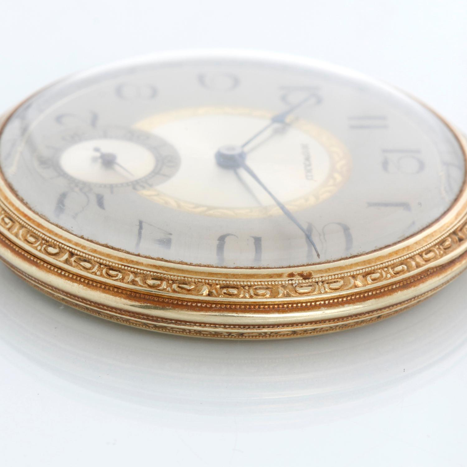 Men's Howard 14K Yellow Gold Pocket Watch with Gold Filled Chain For Sale