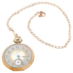 Howard 14K Yellow Gold Pocket Watch with Gold Filled Chain