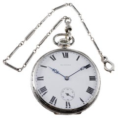 Howard 14Kt. Art-Déco-Taschenuhr aus massivem Weißgold mit Kiln-Feuer-Emaille-Zifferblatt