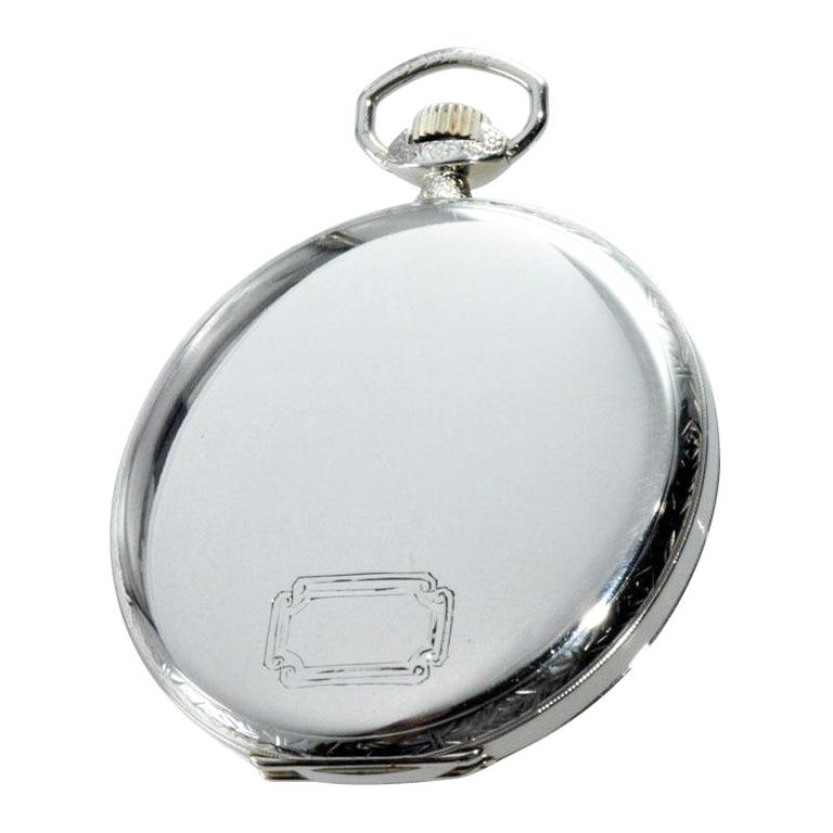 Howard 14Kt Whilte Gold Filled Art Deco Pocket Watch with Geneva Seal Standards For Sale 1