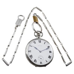 Howard 14Kt White Gold Art Deco Pocket Watch From 1921 with Original Box & Paper