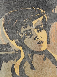Mid Century Woodcut Portrait of a Boy