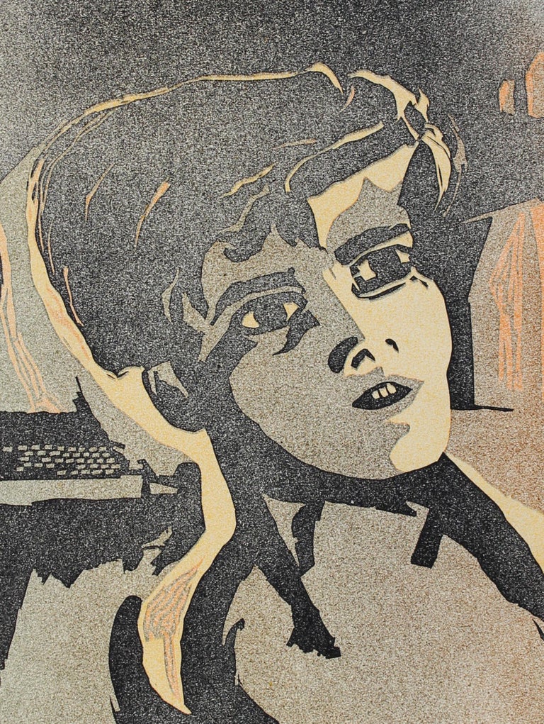 Howard Albert Portrait Print - Modernist Wood Cut Face 1960-70s