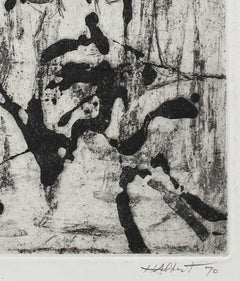 "T.E.", 3/7 Abstracted Monochromatic Portrait 1970 Woodcut