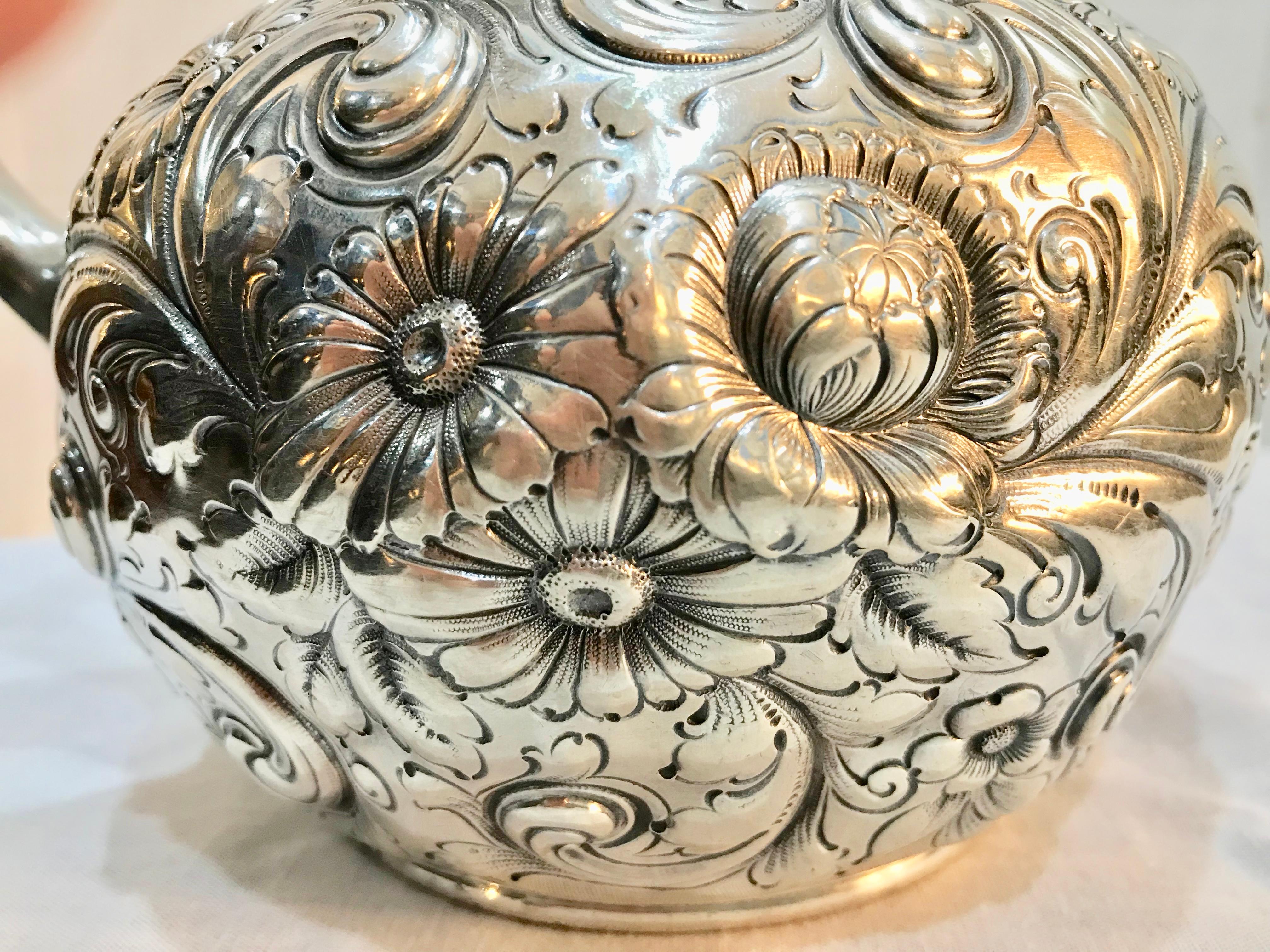 Howard and Co, New York, 1890s Sterling Silver Repousse Pitcher 3