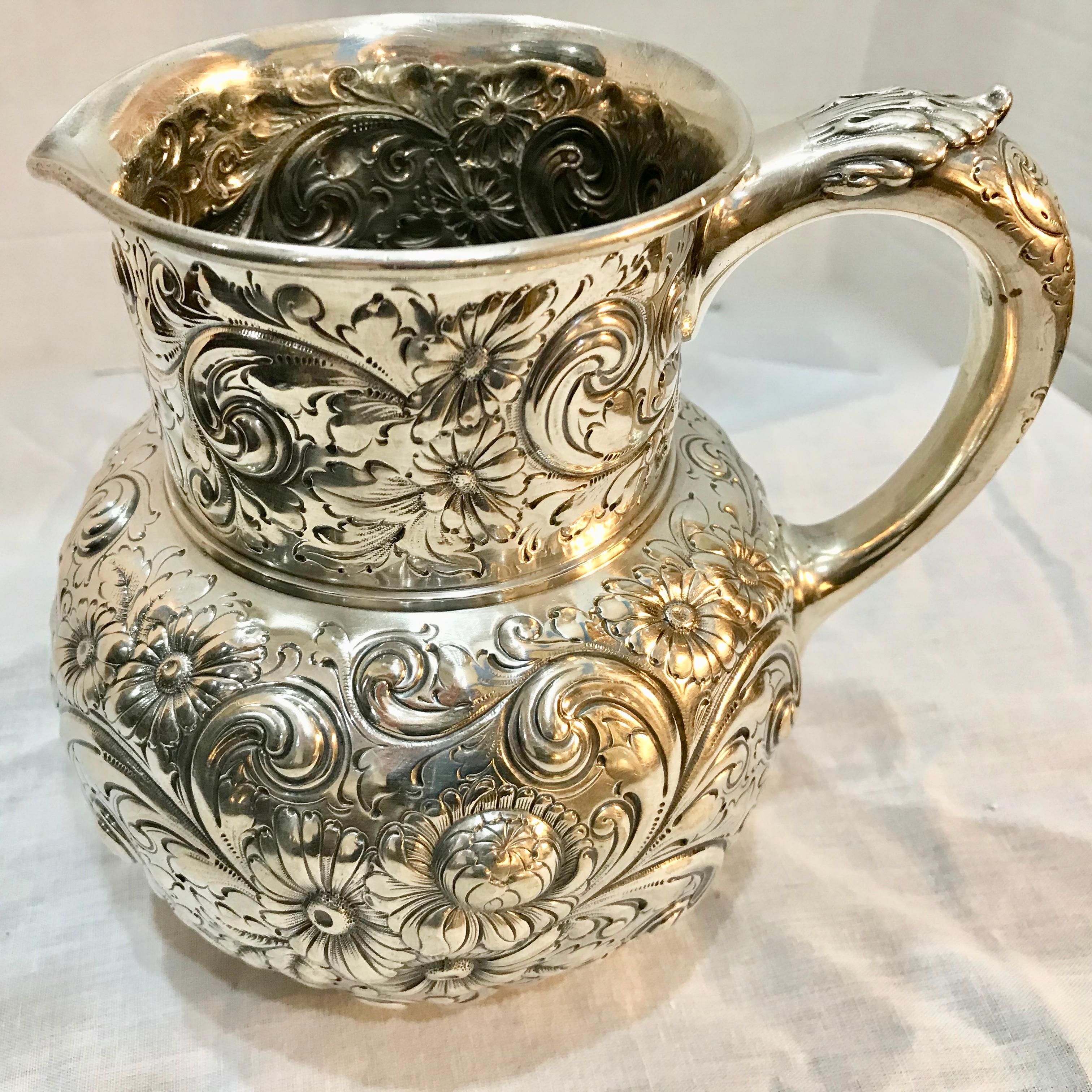 Outstanding 19th century American silver by the iconic New York maker.
590 grams of heavy gauge sterling.
Outstanding chrysanthemum pattern.