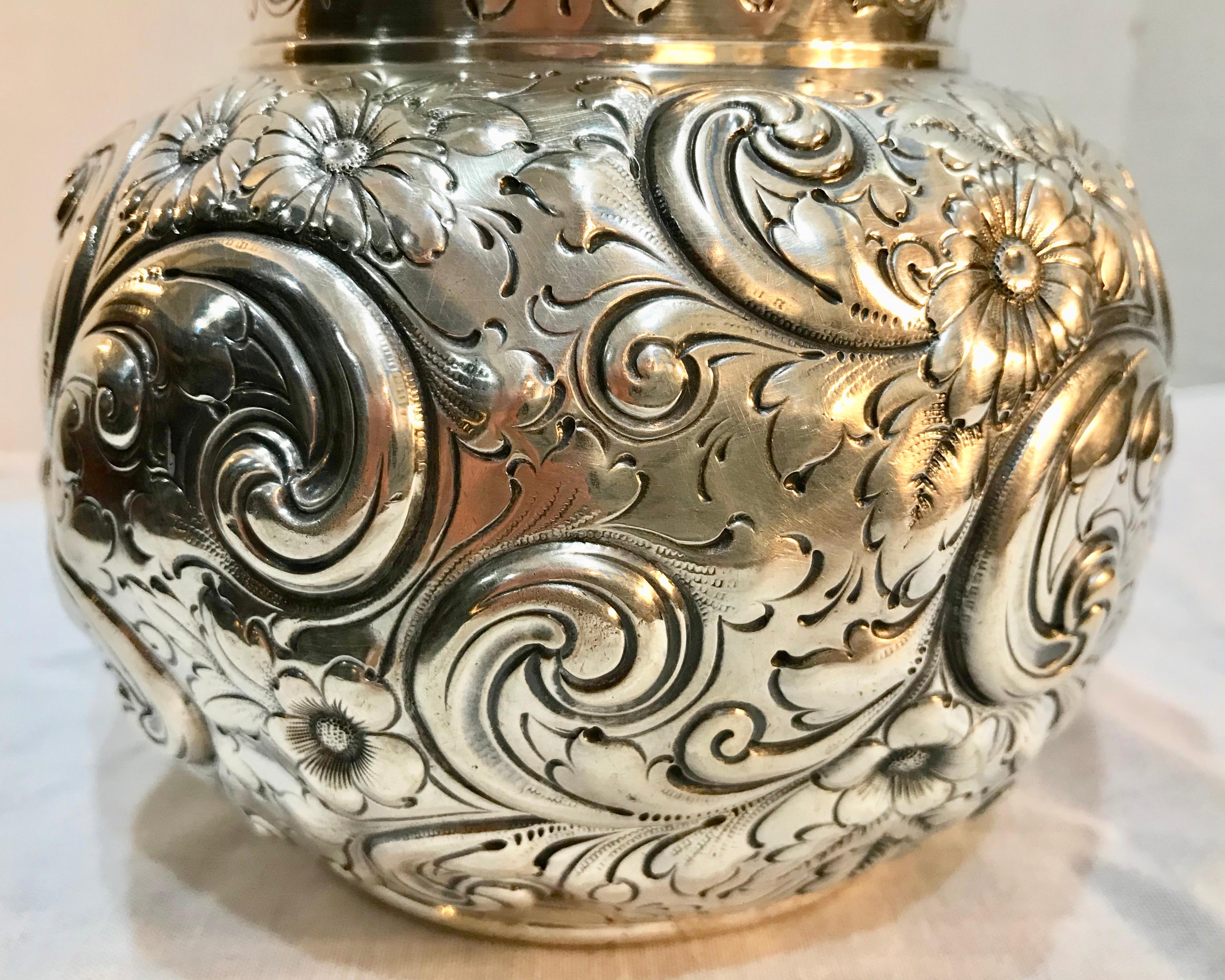 Howard and Co, New York, 1890s Sterling Silver Repousse Pitcher 1