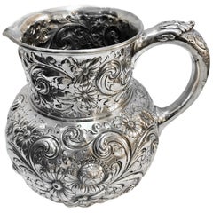 Howard and Co, New York, 1890s Sterling Silver Repousse Pitcher