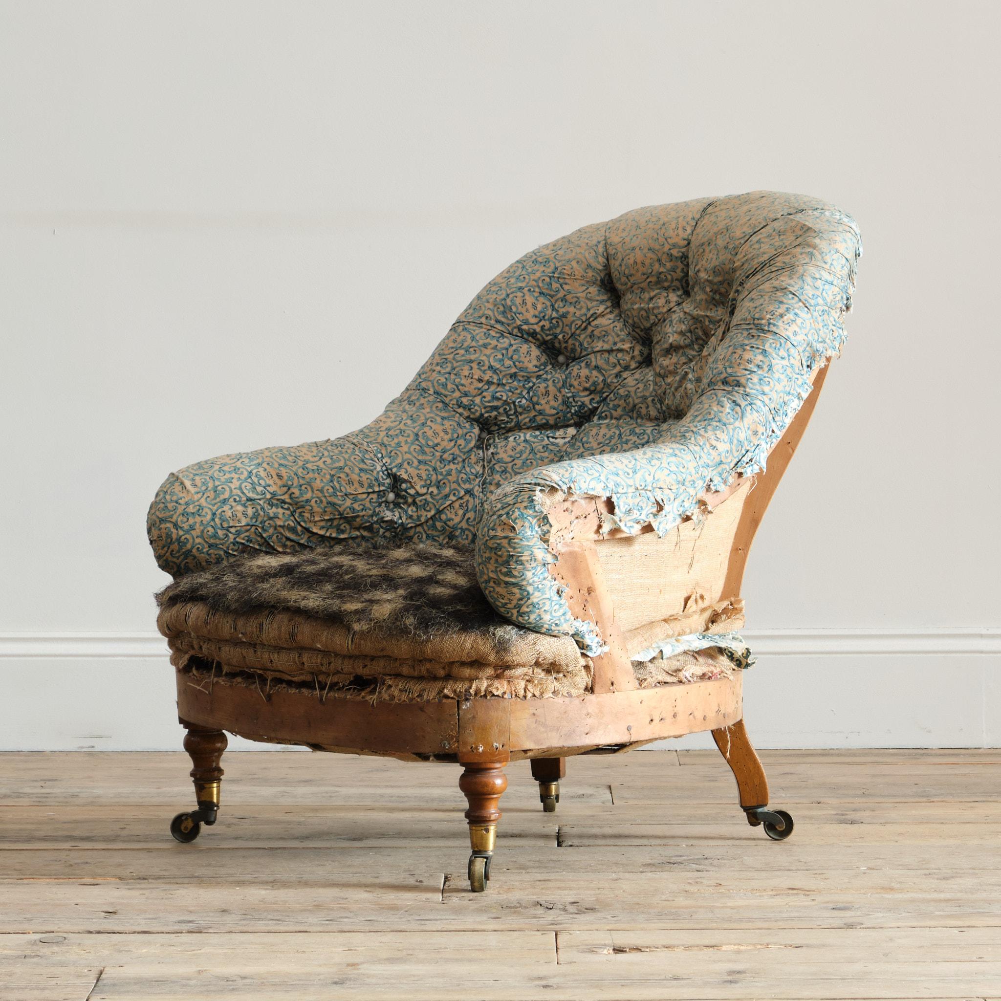 British Howard and Sons armchair From Powderham Castle - Devon For Sale