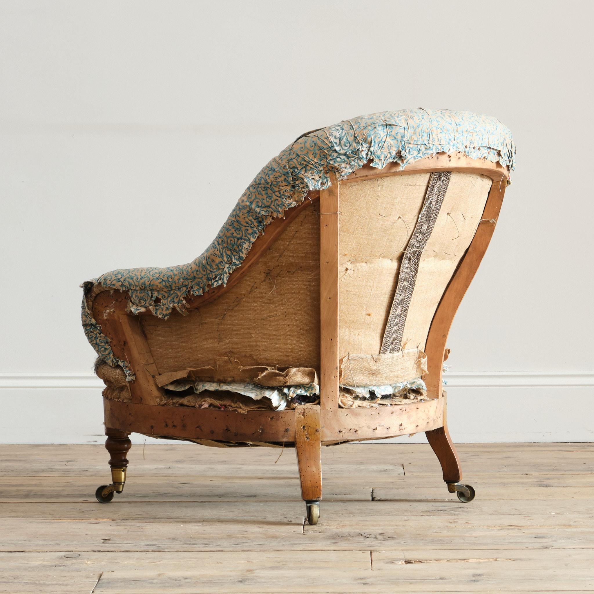 19th Century Howard and Sons armchair From Powderham Castle - Devon For Sale