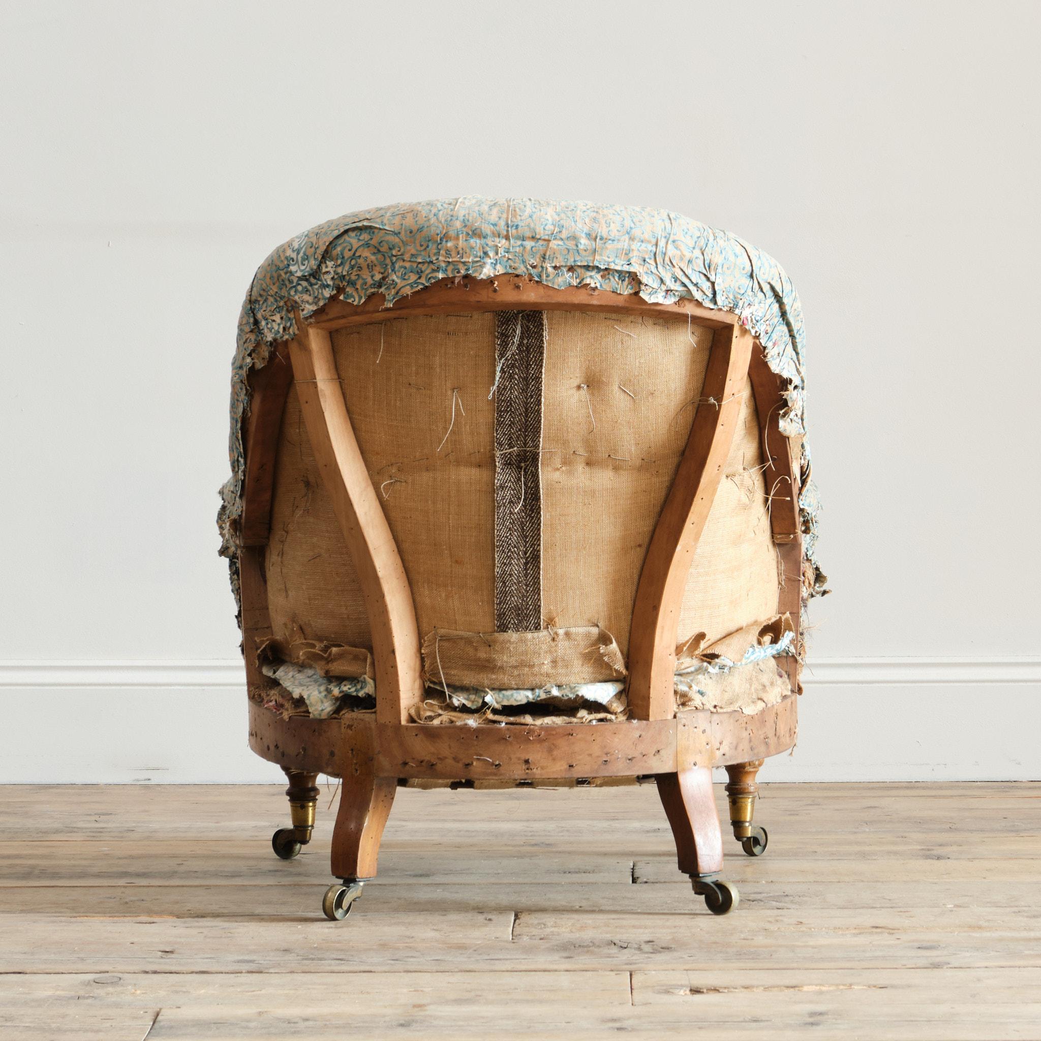 Walnut Howard and Sons armchair From Powderham Castle - Devon For Sale