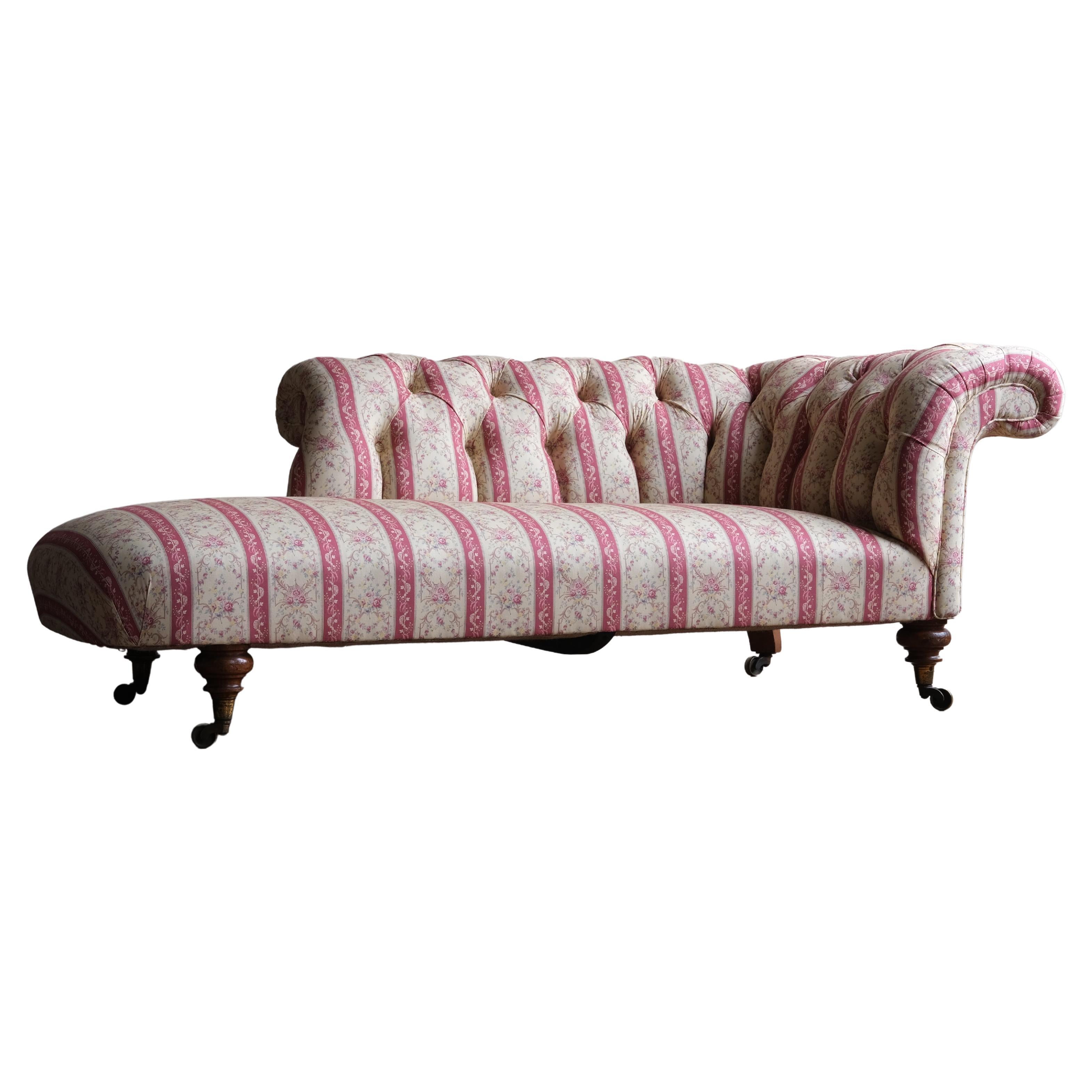Howard and Sons Chesterfield Chaise Lounge C1860 For Sale