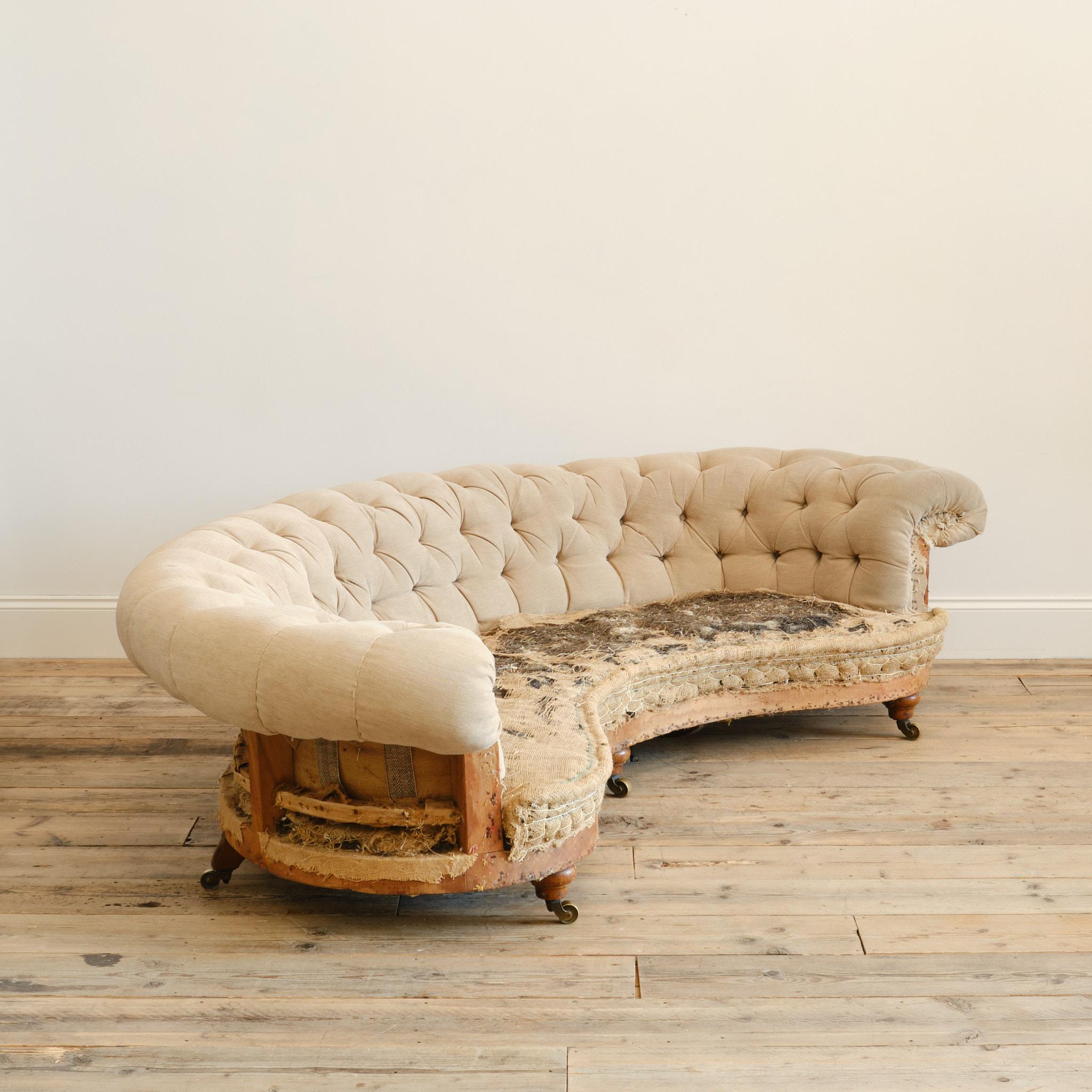 Howard and Sons Crescent Chesterfield Sofa c1860 For Sale 3