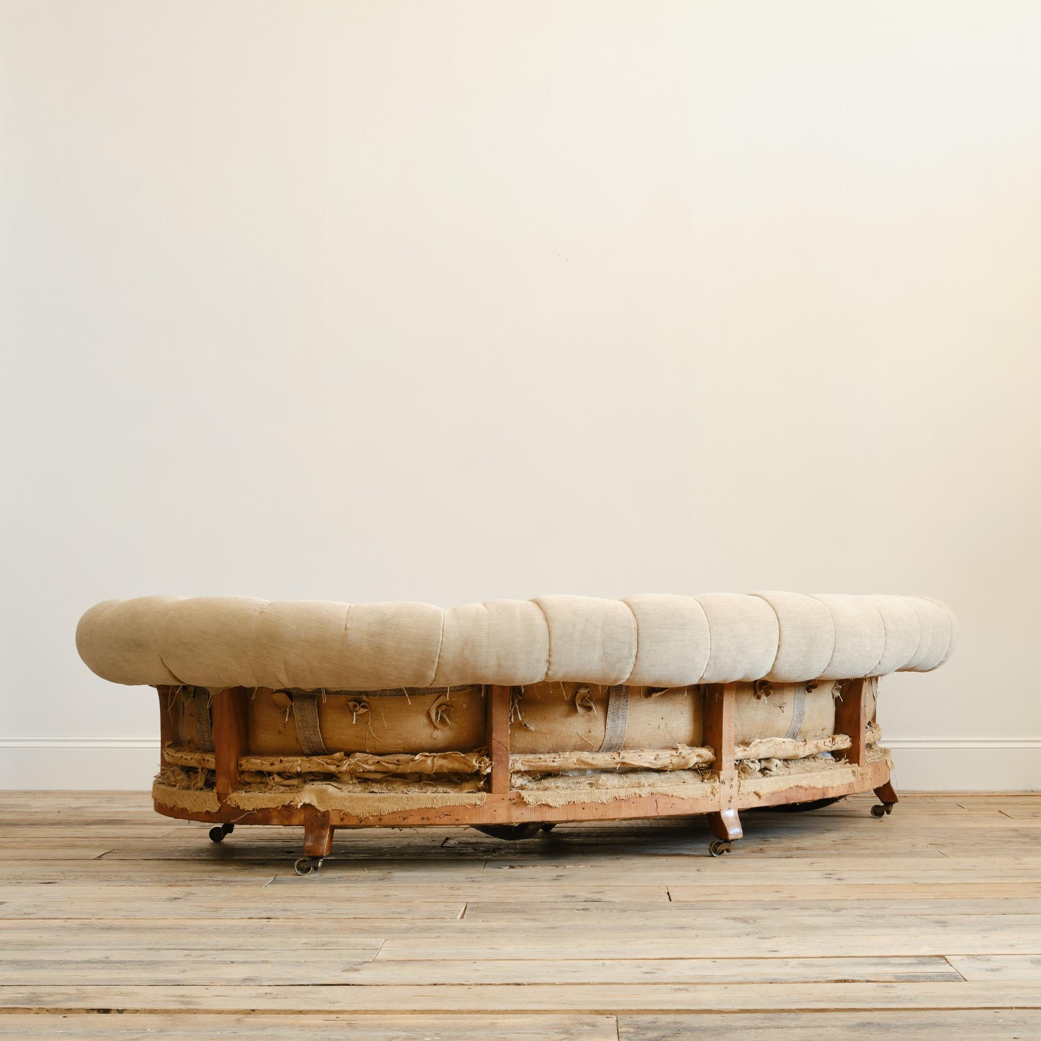 Walnut Howard and Sons Crescent Chesterfield Sofa c1860 For Sale