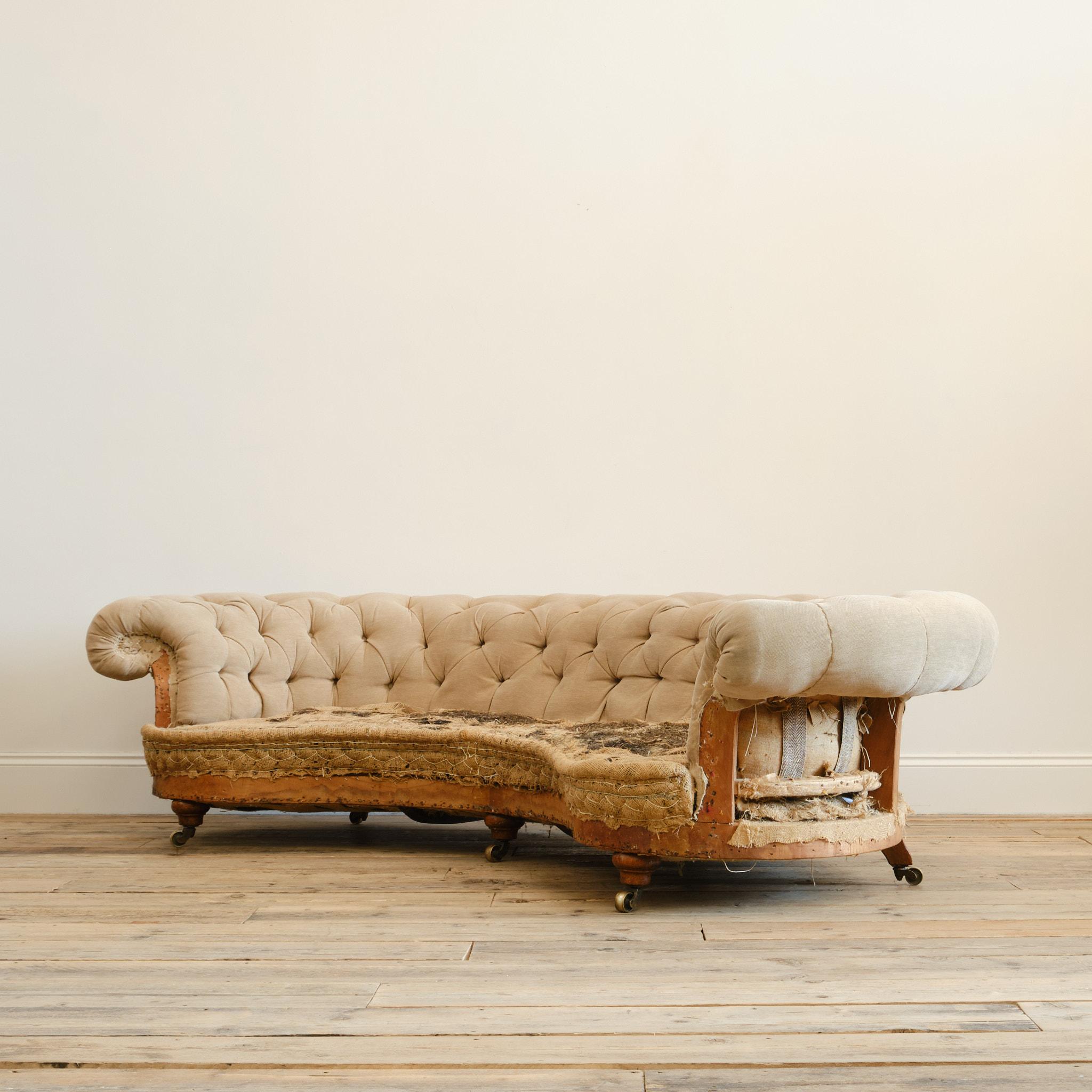 Howard and Sons Crescent Chesterfield Sofa c1860 For Sale 2