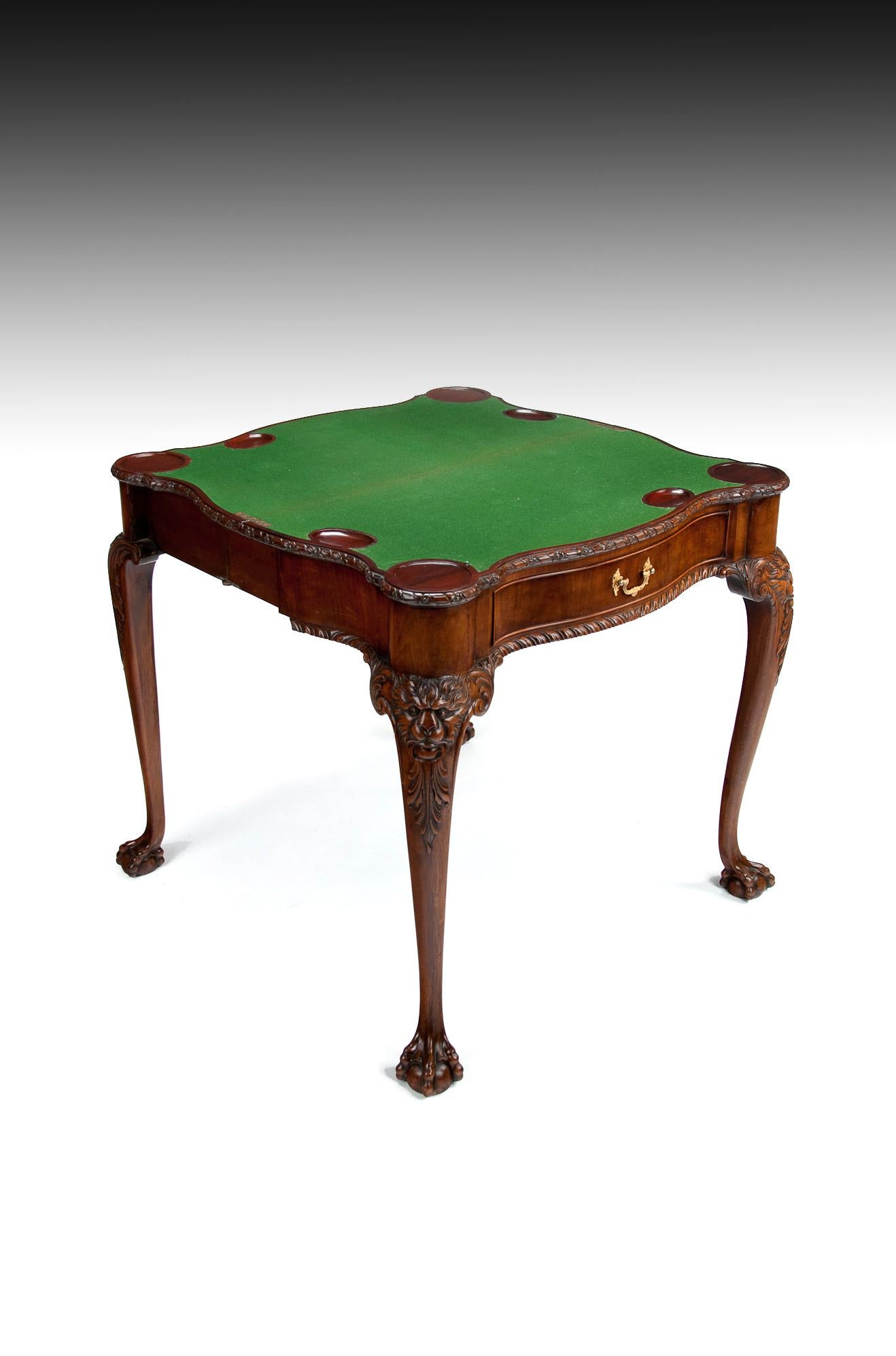 George II Howard and Sons Mahogany Card Table with Concertina Action Irish Georgian Style