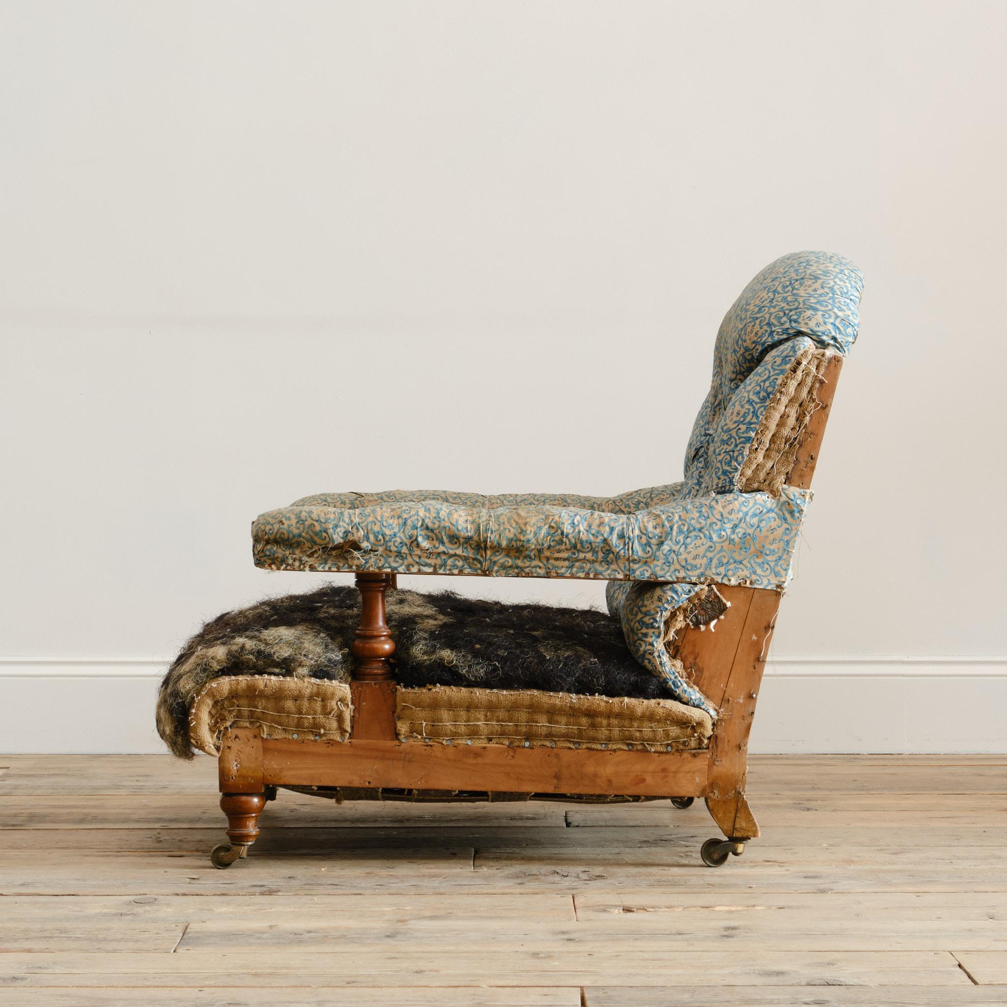 British Howard and Sons Open armchair From Powderham Castle - Devon For Sale