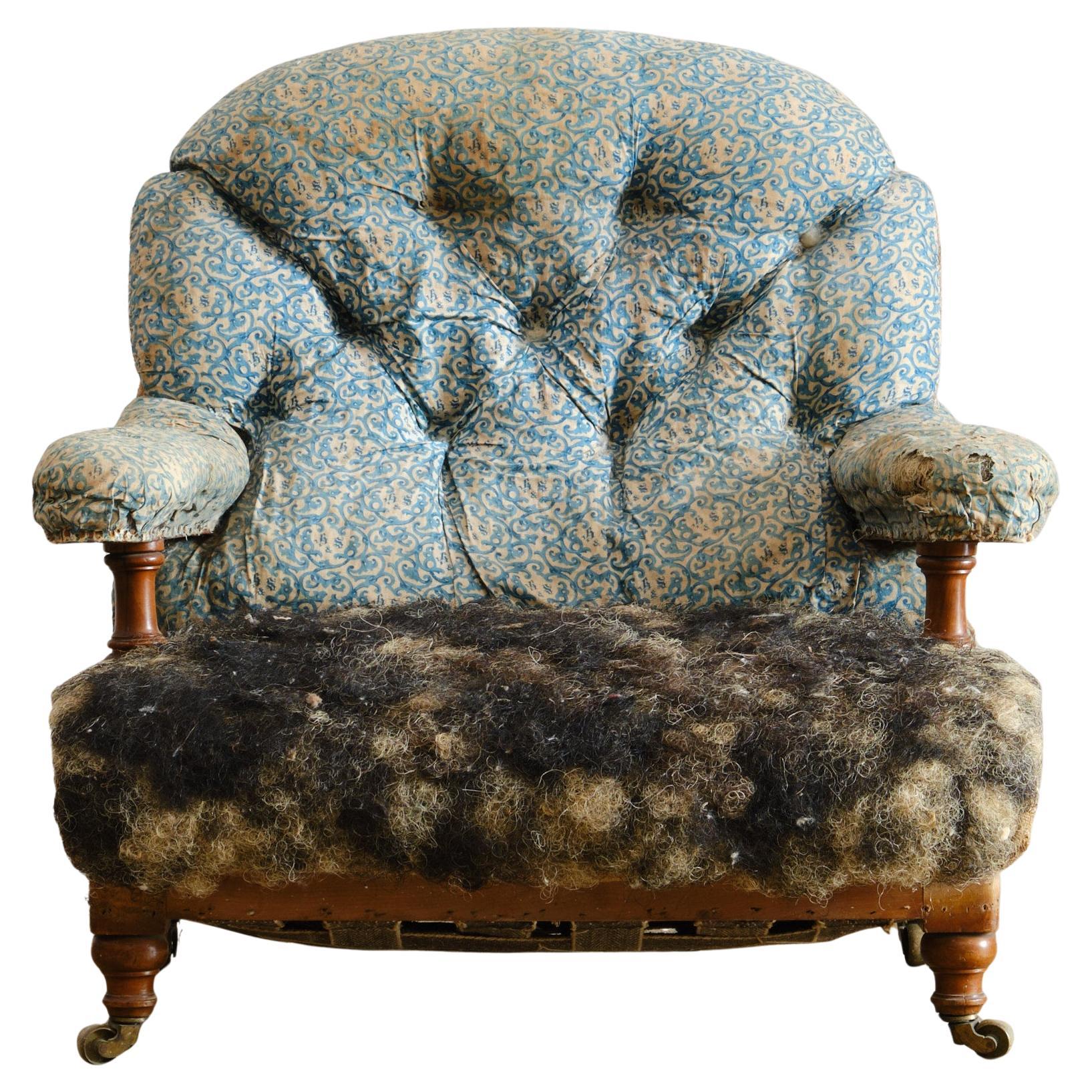 Howard and Sons Open armchair From Powderham Castle - Devon For Sale