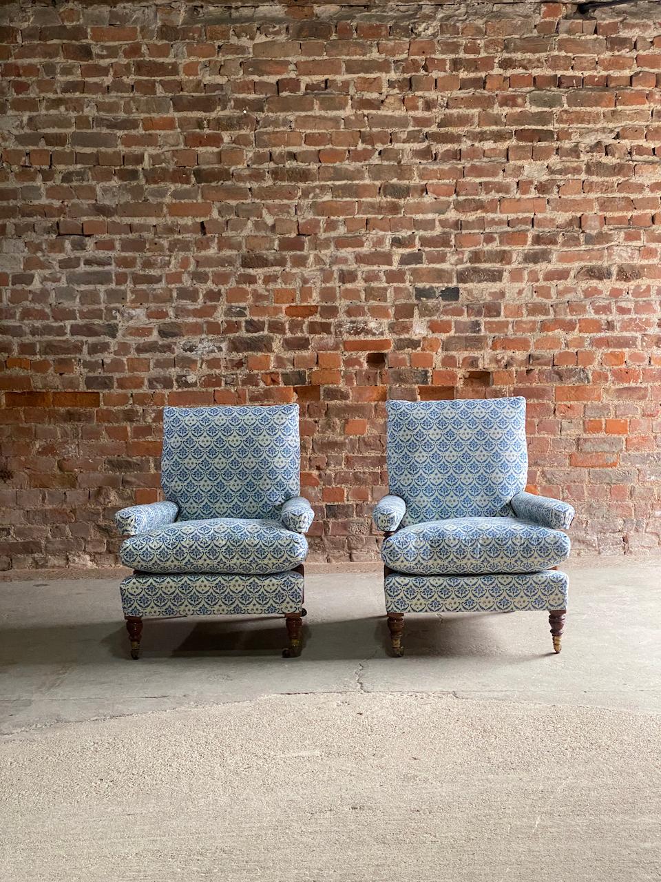 Victorian Howard and Sons Open Armchairs 19th Century England, Circa 1850 For Sale