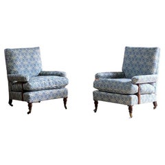 Howard and Sons Open Armchairs 19th Century England, Circa 1850