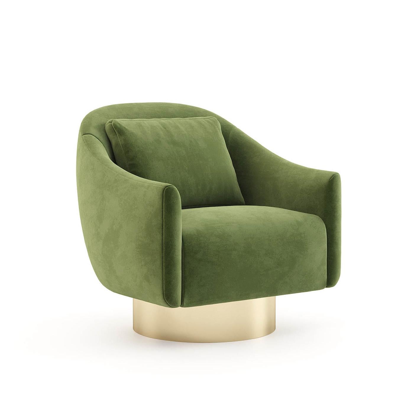 green fabric armchair