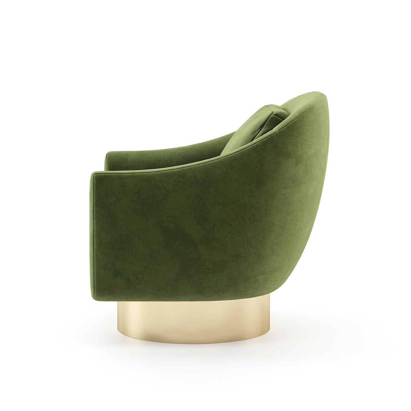 green suede armchair