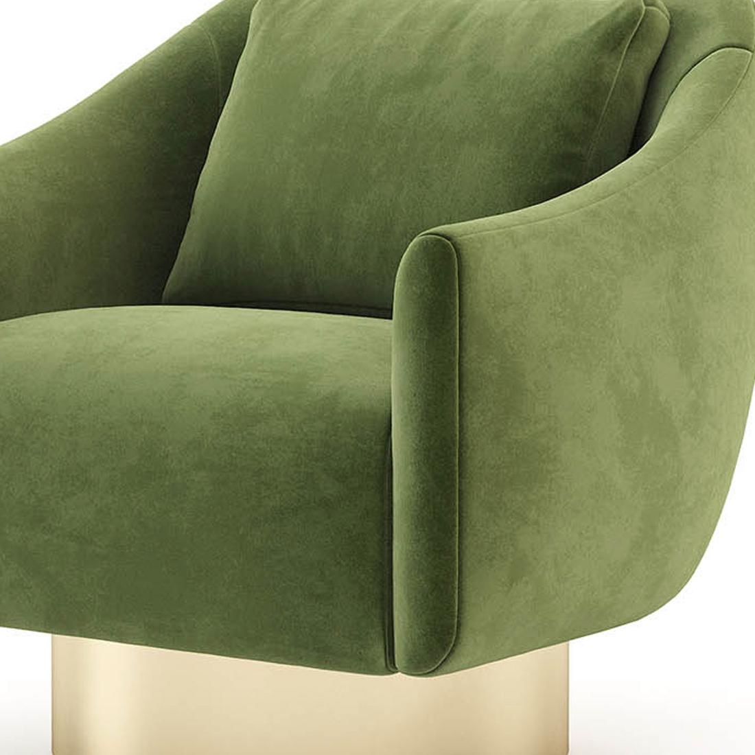 XXIe siècle et contemporain Fauteuil Howard avec tissu en velours vert en vente