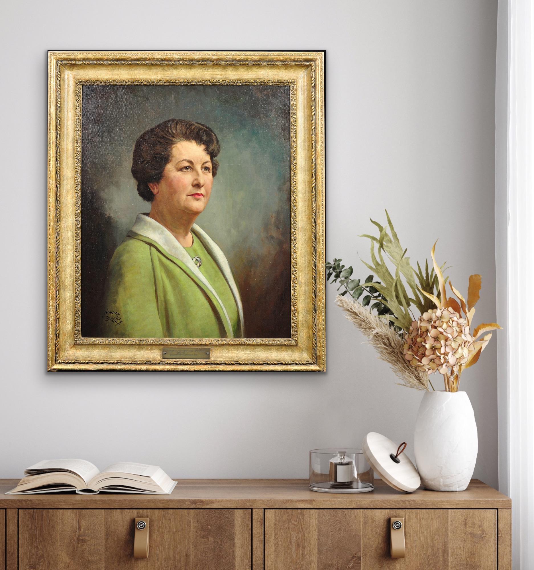 Framed 1940s Portrait Painting Katherine Merry Director Horstmann Gear Company For Sale 15