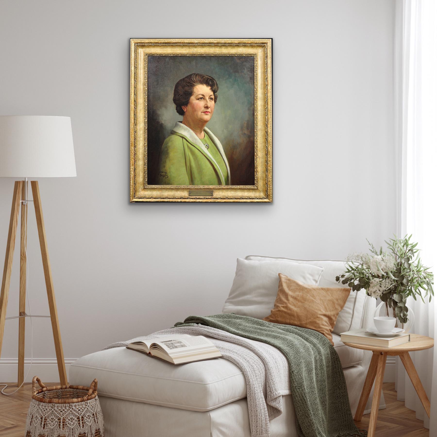 Framed 1940s Portrait Painting Katherine Merry Director Horstmann Gear Company For Sale 17
