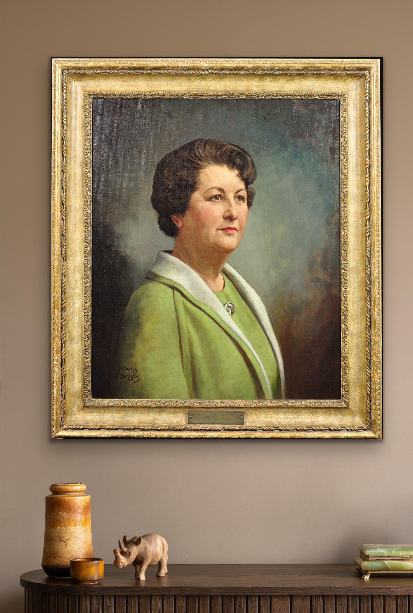 Framed 1940s Portrait Painting Katherine Merry Director Horstmann Gear Company For Sale 5