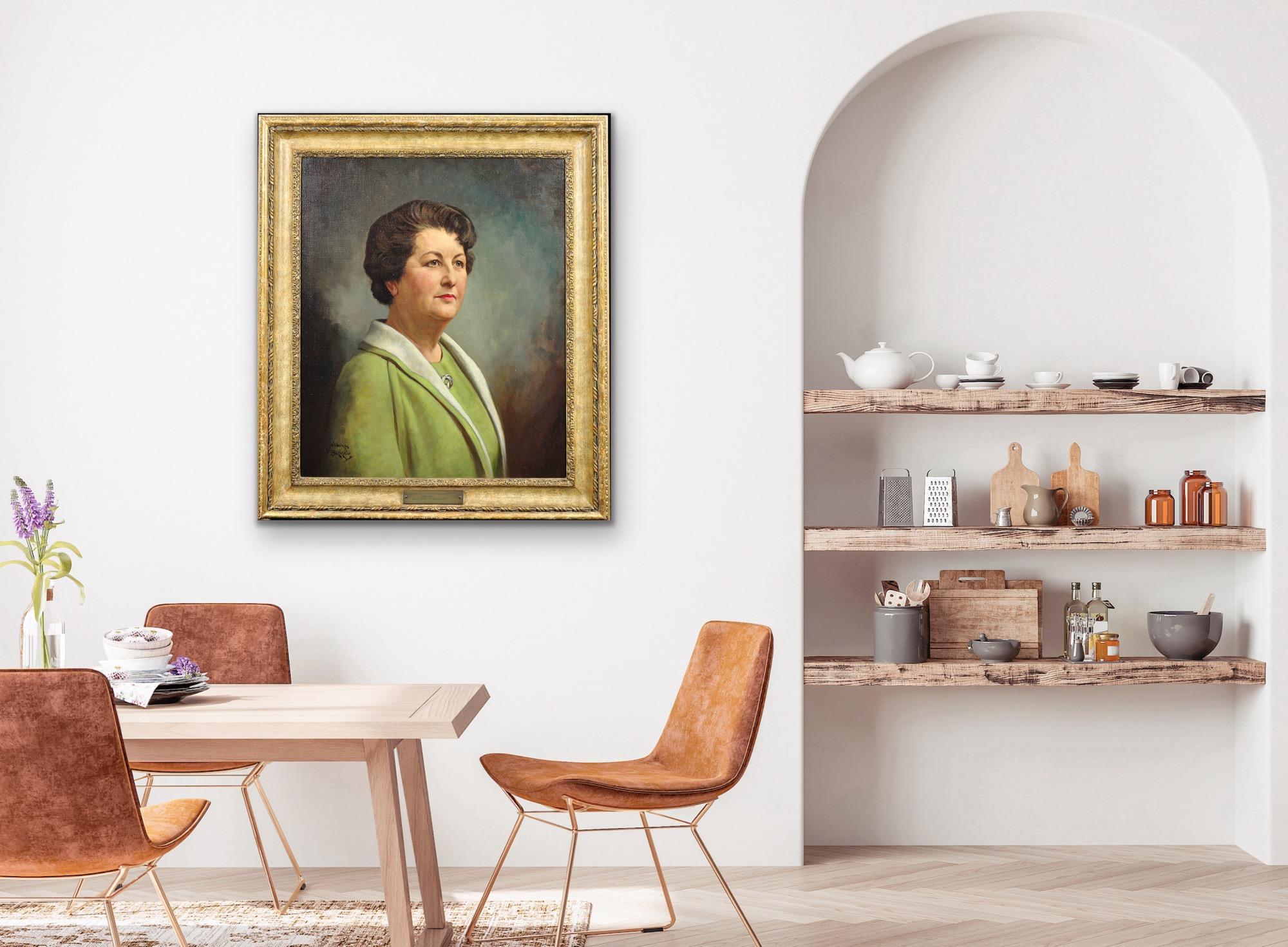 Framed 1940s Portrait Painting Katherine Merry Director Horstmann Gear Company For Sale 8