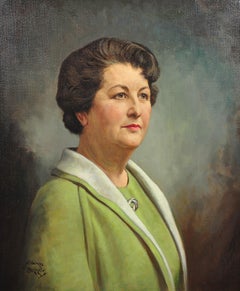 Framed 1940s Portrait Painting Katherine Merry Director Horstmann Gear Company