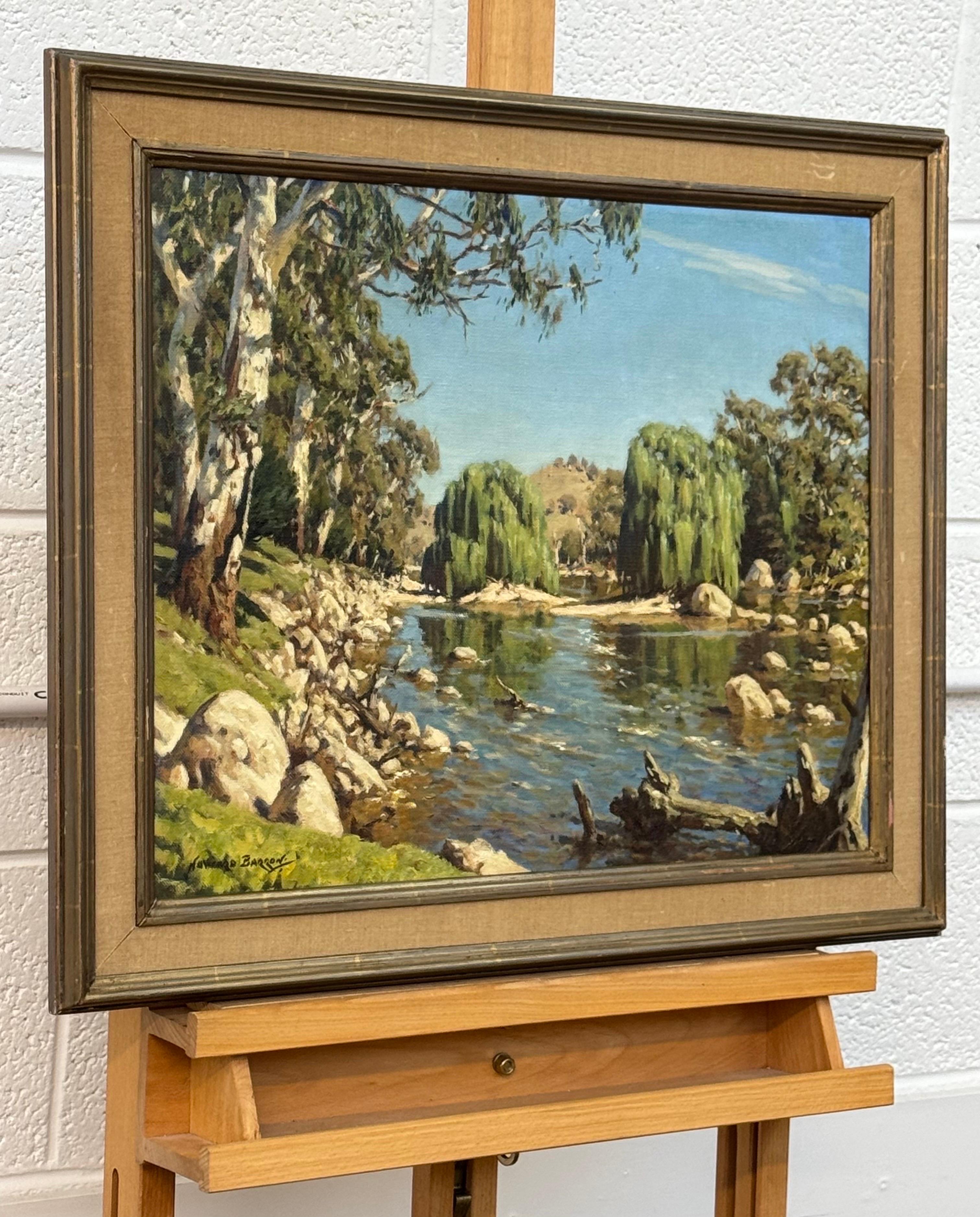 Paisaje fluvial australiano pintado por un artista inglés australiano del siglo XX - Painting de Howard Barron