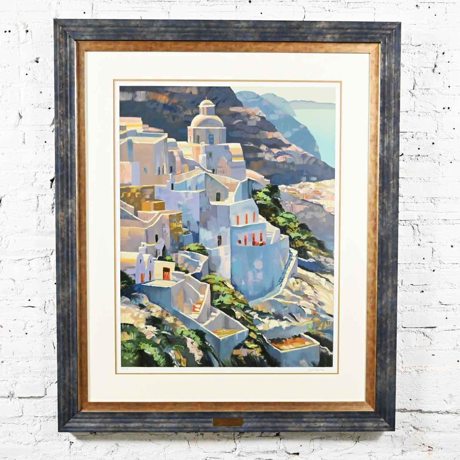 Fabulous vintage Howard Behrens original large-scale limited-edition hand-signed “Hillside at Fira” fine art serigraph on paper #246 of 250. Beautiful condition, keeping in mind that this is vintage and not new so will have signs of use and wear.