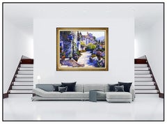 Howard Behrens Large Oil Painting On Canvas Signed Mediterranean Landscape Art