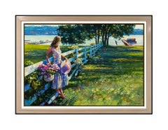 Howard Behrens Oil Painting on Canvas Large Original Floral Landscape Signed Art