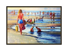 Howard Behrens Oil Painting on Canvas Large Original Seascape Signed Beach Art