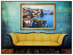 Howard Behrens Original Oil Painting On Canvas Large Italian Seascape Framed Art
