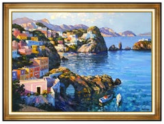 Howard Behrens Original Oil Painting On Canvas Large Italian Seascape Framed Art