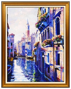 Howard Behrens Original Painting Oil on Canvas Large Signed Italian Cityscape (I