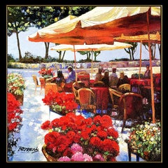 Howard Behrens Giclee on Canvas Original Signed Cafe Amalfi Hand Painting Art