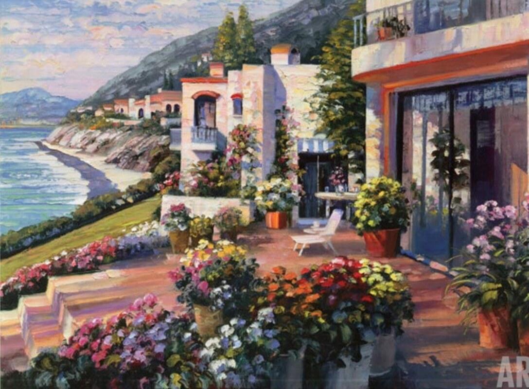 Howard Behrens Landscape Print – Pazifik-Terrasse